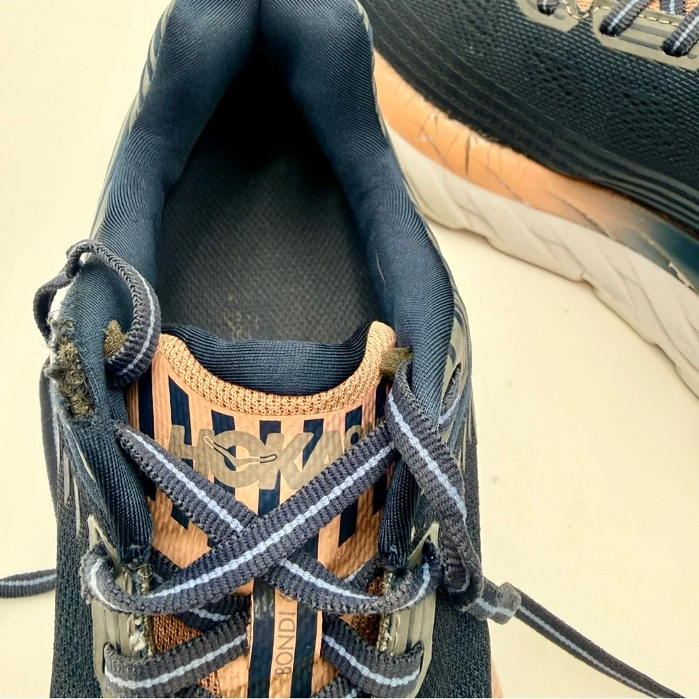 Hoka Women's Navy and Peach Athletic Running Shoes
